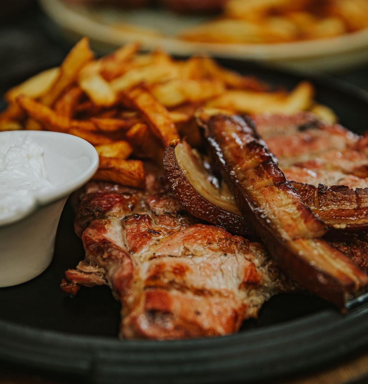 Greek Village Pork Chops with Fries & Tzatziki