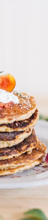 Greek Yogurt Pancakes with Peaches & Compote