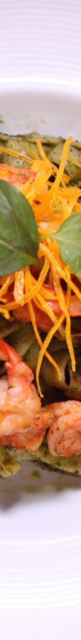 Green Pasta with Crispy Shrimp