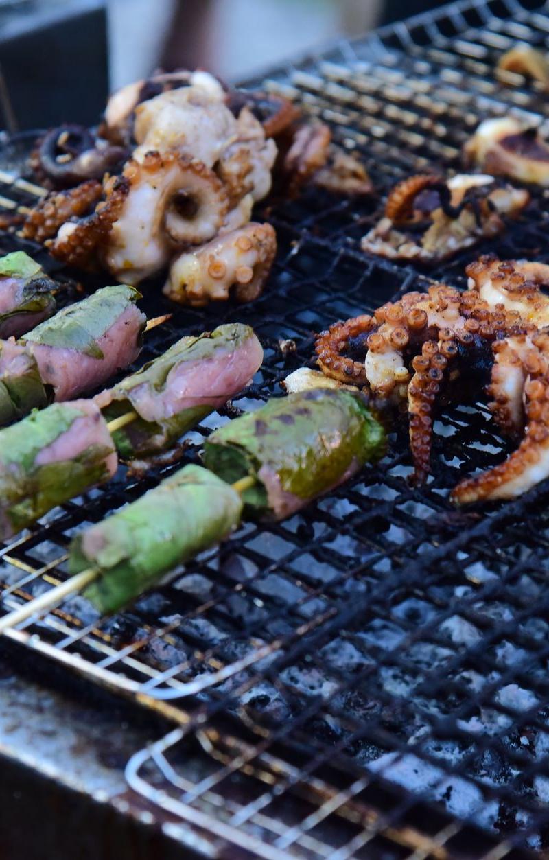 Grilled Beef & Octopus with Betel Leaves