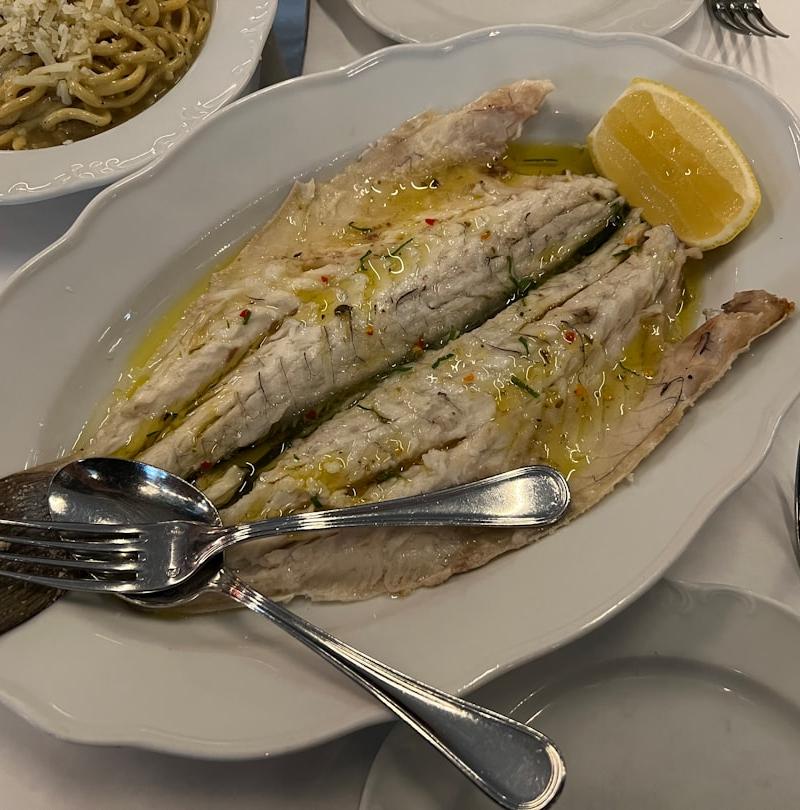 Grilled Branzino with Cacio e Pepe Pasta