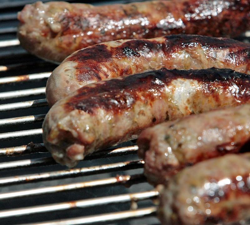 Grilled Bratwurst with Caramelized Onions & Sauerkraut