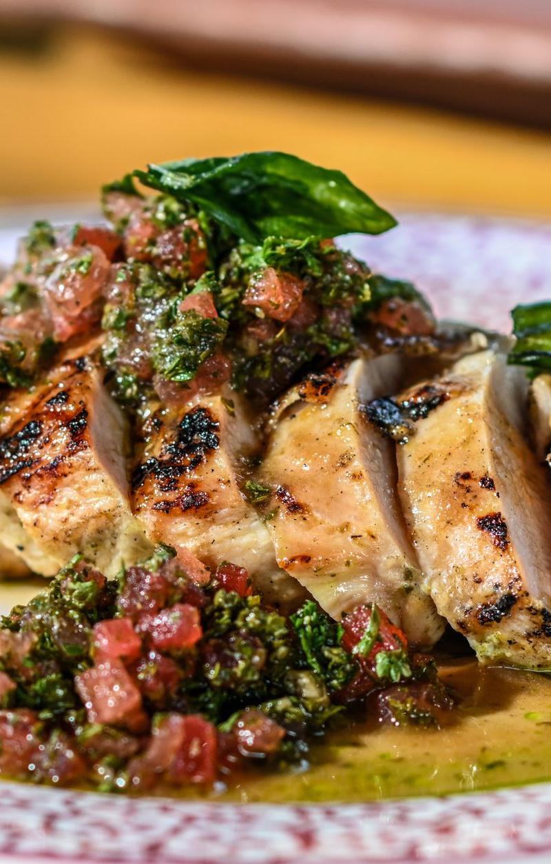 Grilled Chicken with Chimichurri & Salsa