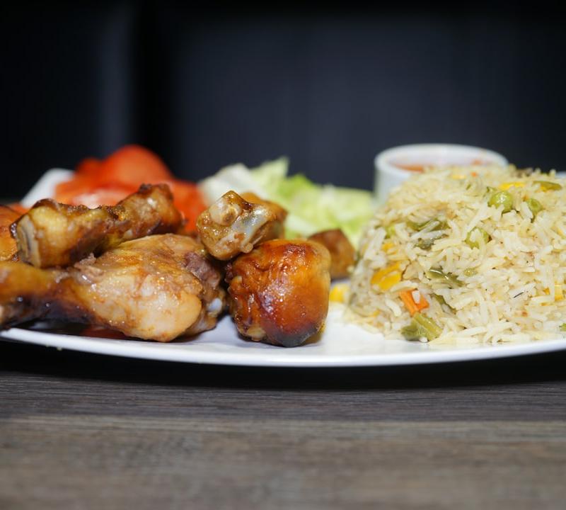 Grilled Chicken with Rice & Tomato Salad