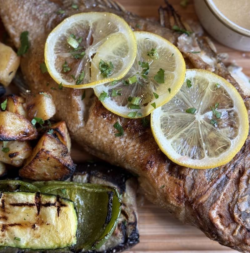 Grilled Fish with Tahini Sauce