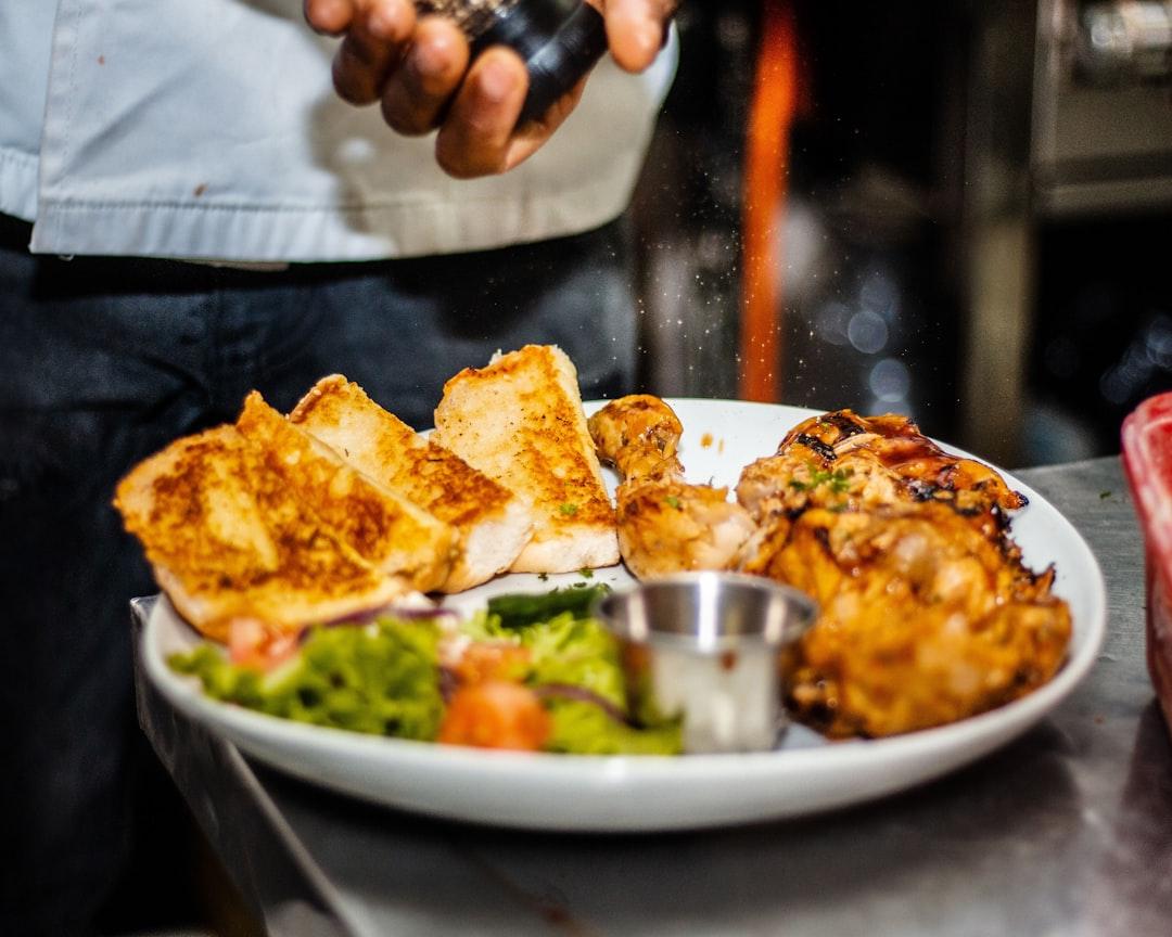 Grilled Garlic Chicken with Bread & Salad