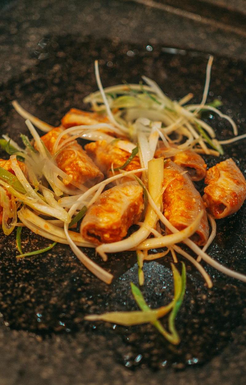 Grilled Gopchang with Onions & Scallions