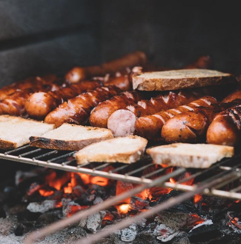 Grilled Kielbasa & Bread with Mustard