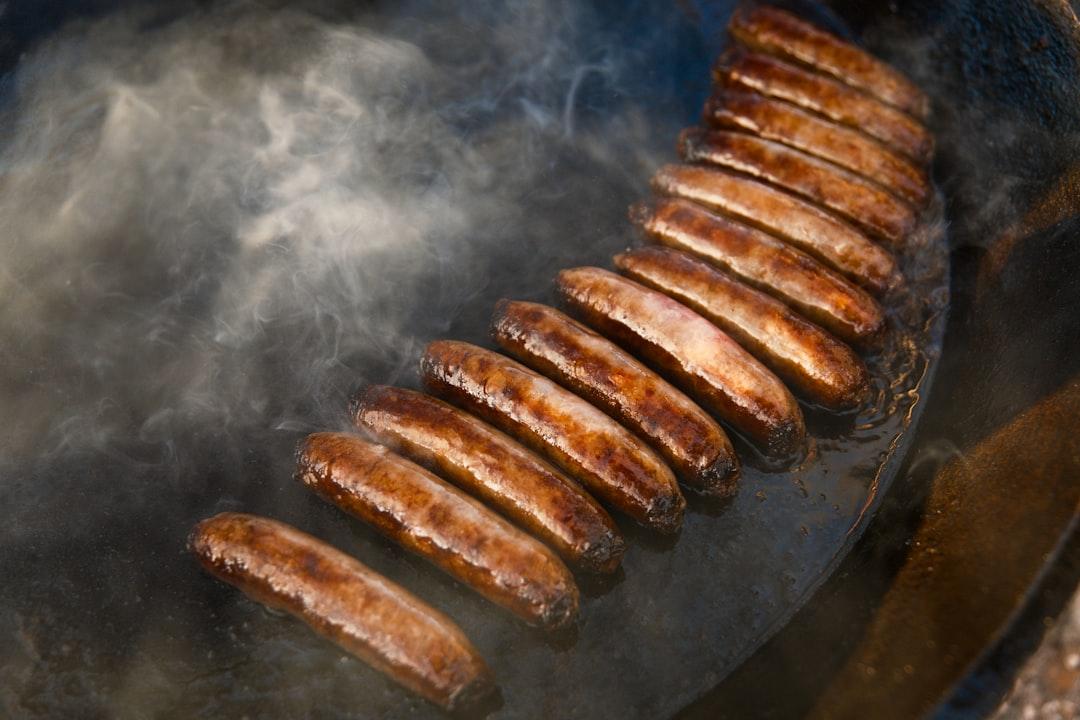 Grilled Kielbasa with Crispy Onions & Mustard