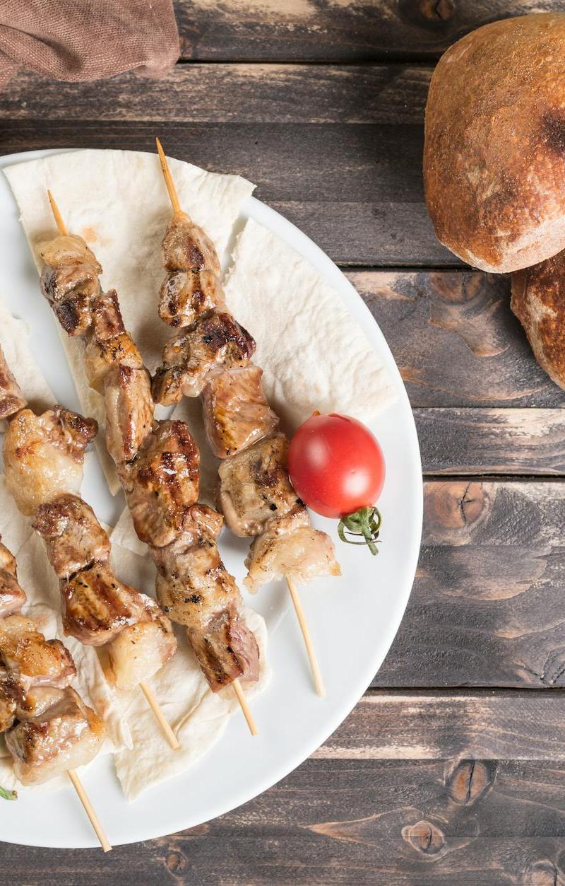 Grilled Lamb Kebab with Charred Veg & Lavash