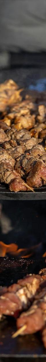 Grilled Lamb Kebab with Corn & Bread