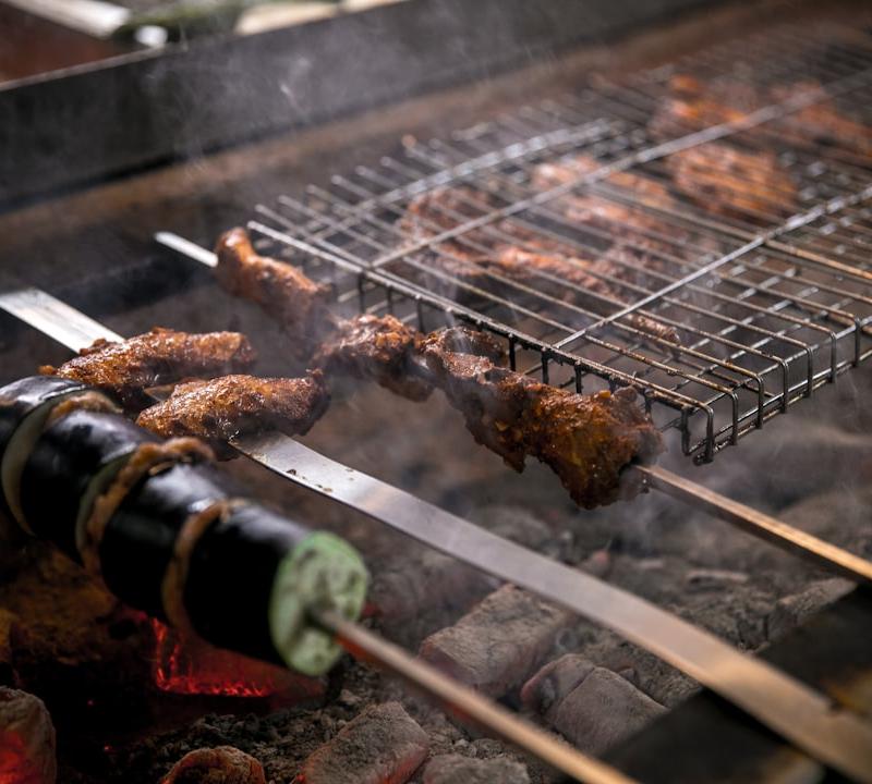 Grilled Lamb Souvlaki with Charred Eggplant