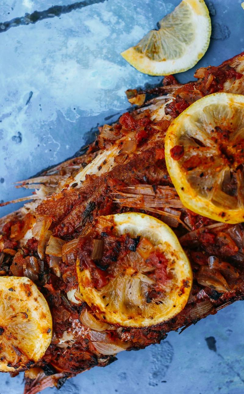 Grilled Lemon Herb Fish with Crispy Skin