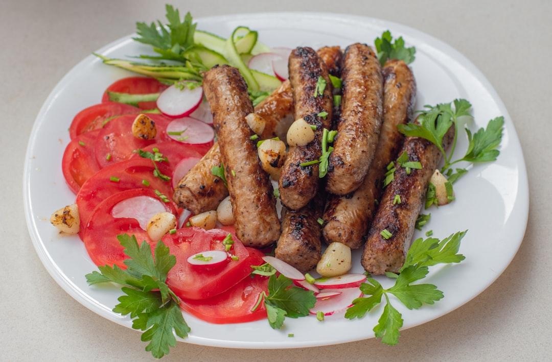 Grilled Loukaniko with Orange & Garden Sides