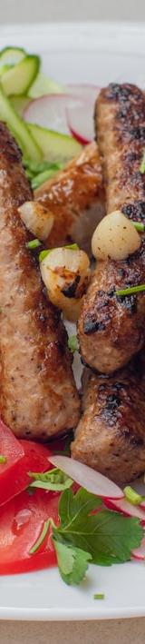 Grilled Loukaniko with Orange & Garden Sides