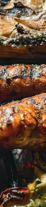 Grilled Loukaniko with Charred Peppers & Pork Chops