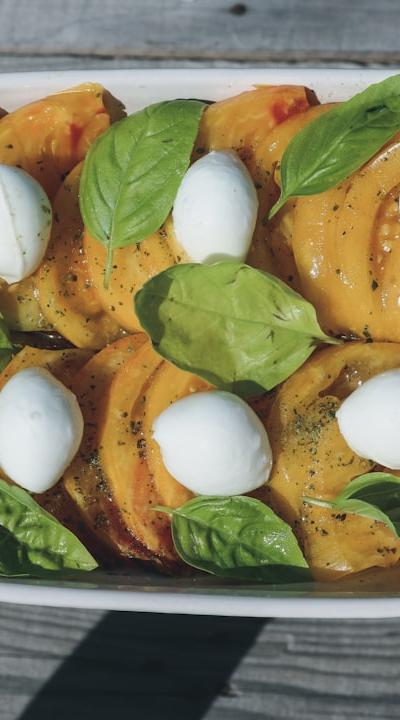 Grilled Peach Salad with Burrata & Basil
