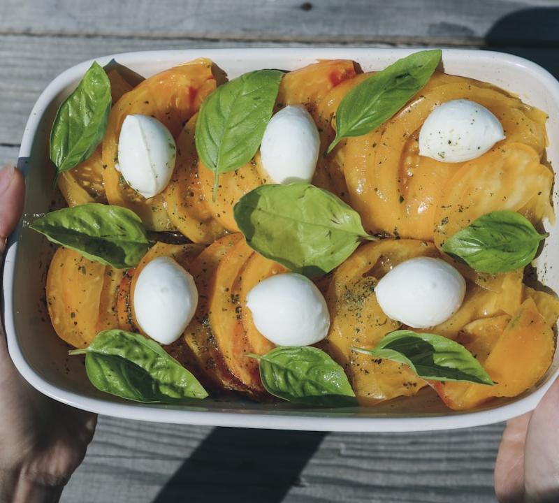Grilled Peach Salad with Burrata & Basil
