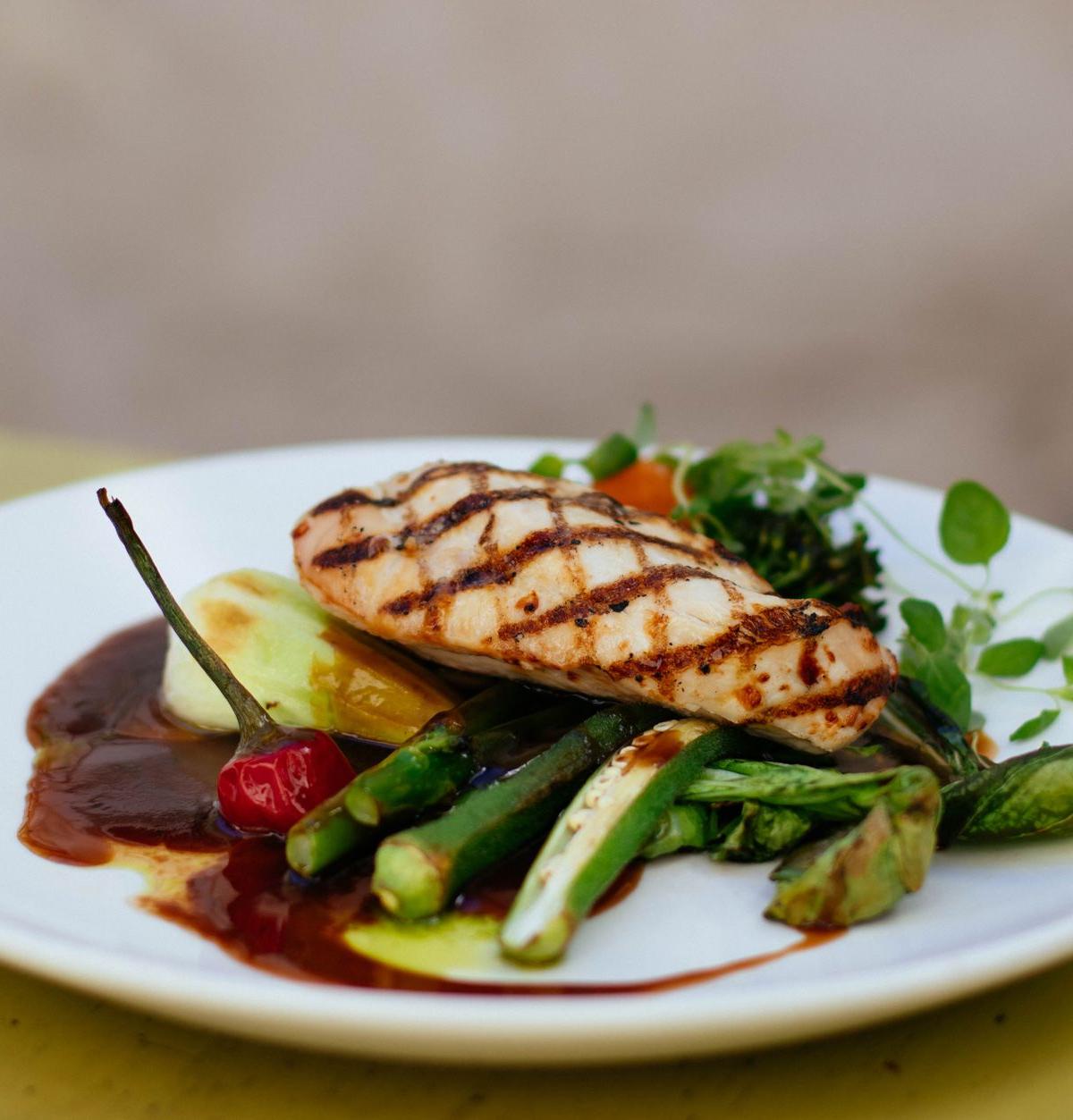 Grilled Shito Chicken with Okra & Potatoes