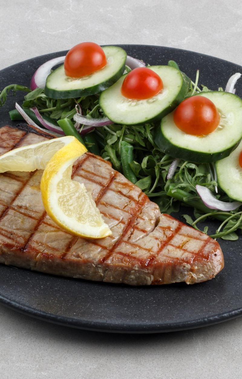 Grilled Swordfish with Lemon Capers & Fresh Salad