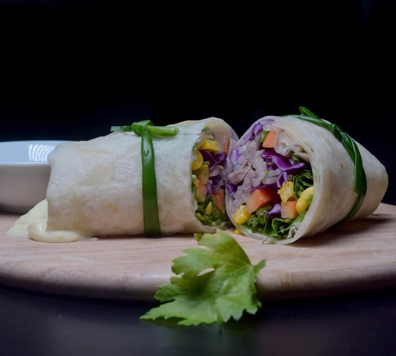 Grilled Veggie Hummus Wrap with Tahini Drizzle