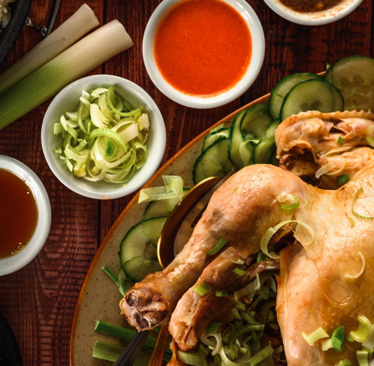 20-Min Hainan Chicken Rice with 3 Sauces