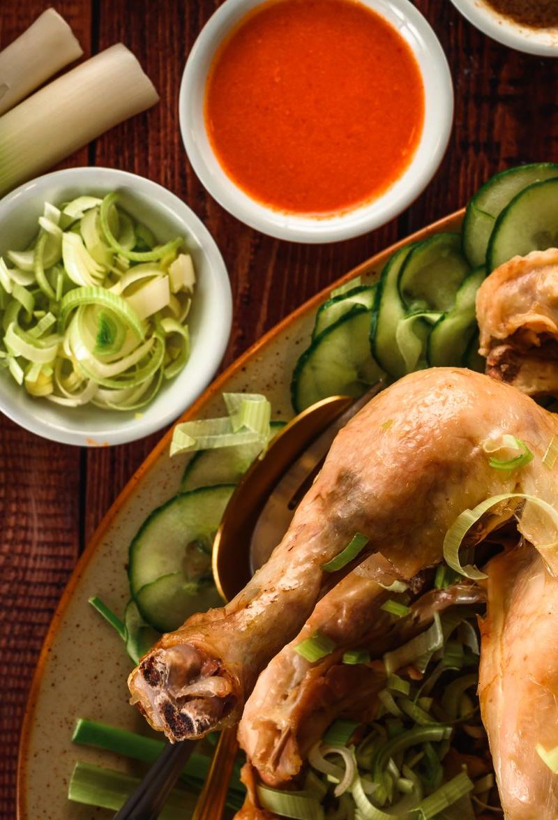 20-Min Hainan Chicken Rice with 3 Sauces