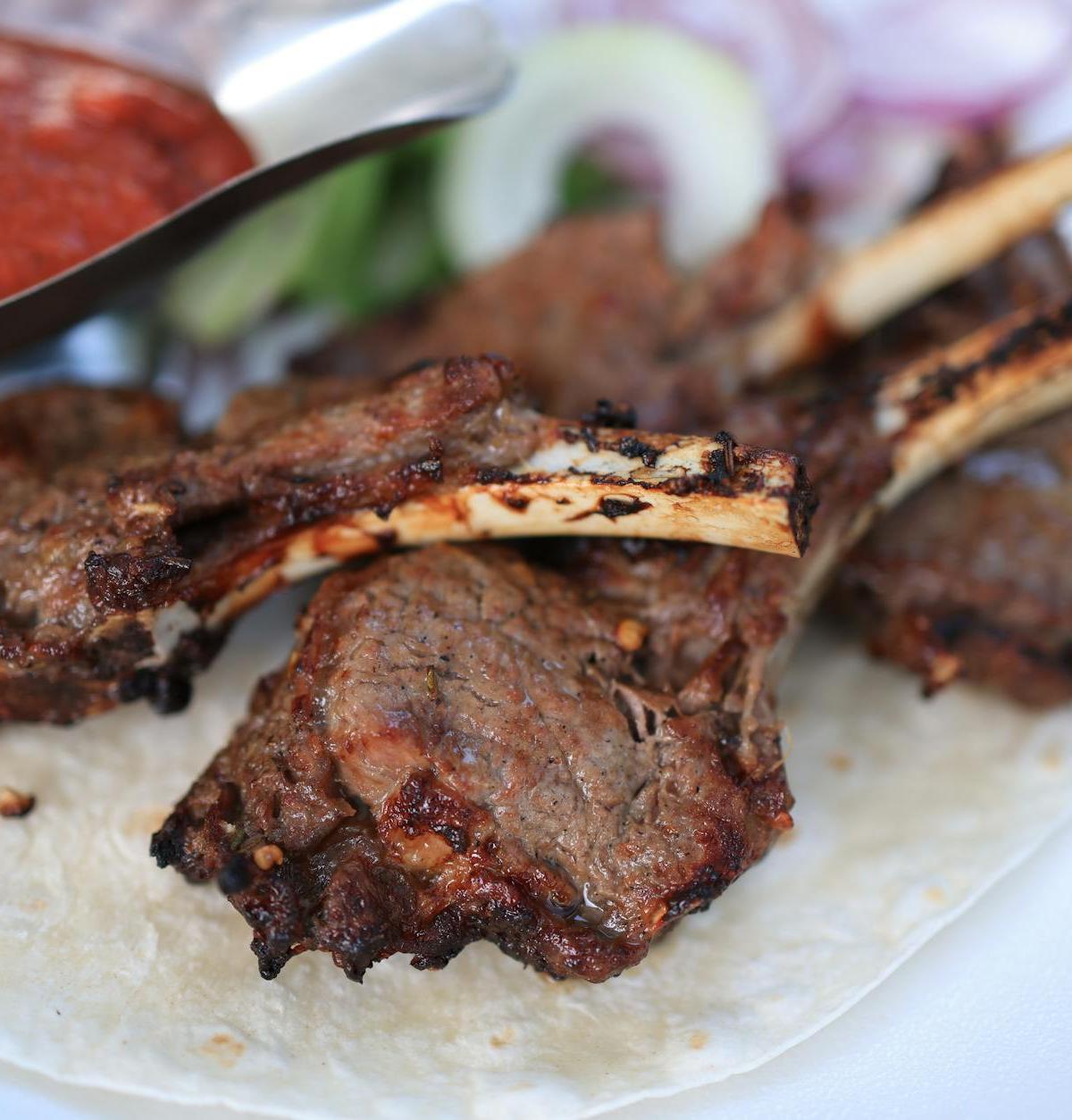 Harissa Lamb Chops with Charred Lemon
