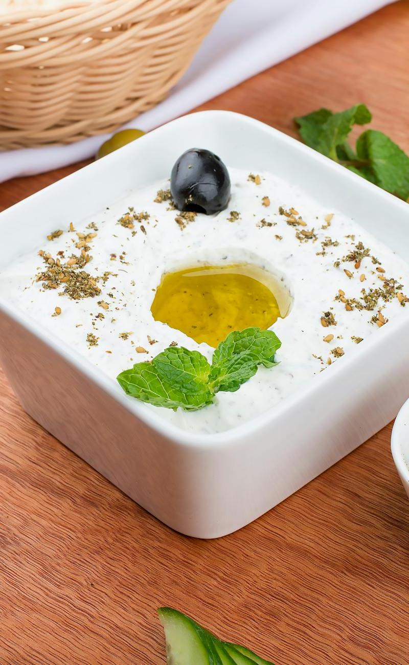 Haydari — Herby Yogurt Dip with Olives & Cucumber