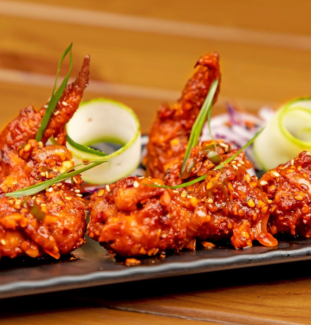 Sticky Honey BBQ Drumsticks with Quick Pickles