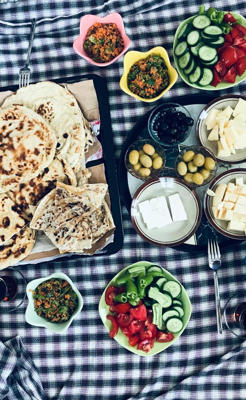 Honey Msemen with Cheese & Veg Plate