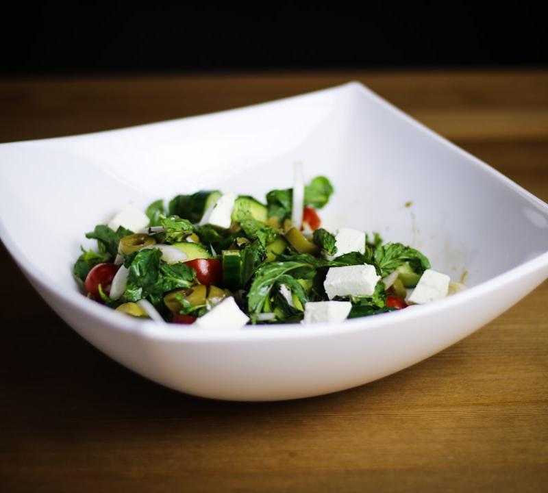 Horiatiki — Crispy Feta Greek Salad