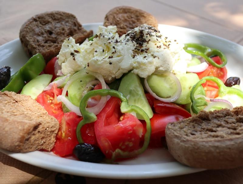 Horiatiki: Greek Village Salad with Barley Rusks
