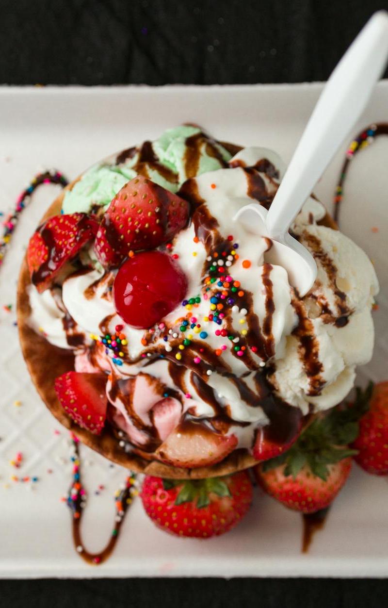 Hot Fudge Sundae with Crispy Waffle Bowl