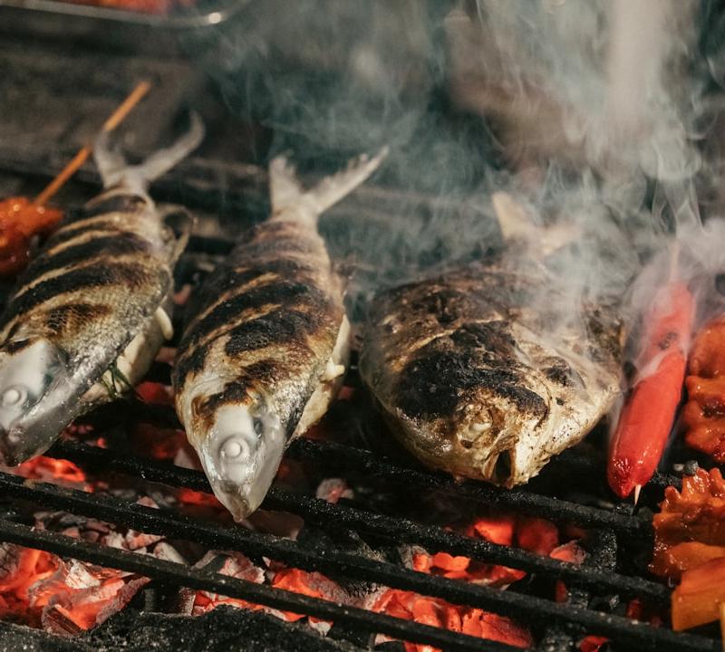 Ikan Bakar Platter with Grilled Sausage & Skewers
