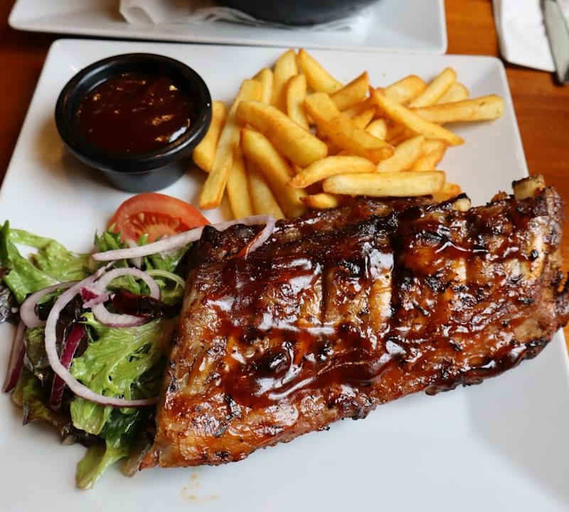 Indonesian Glazed Pork Ribs with Crispy Fries