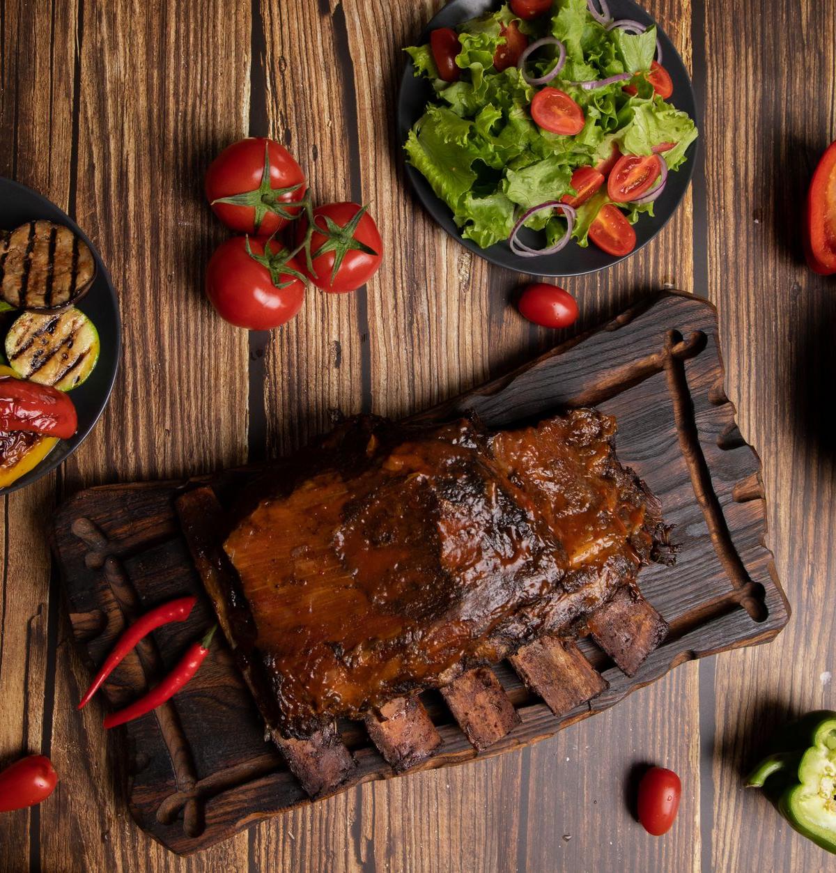 20-Min Indonesian Glazed Ribs with Rice & Slaw
