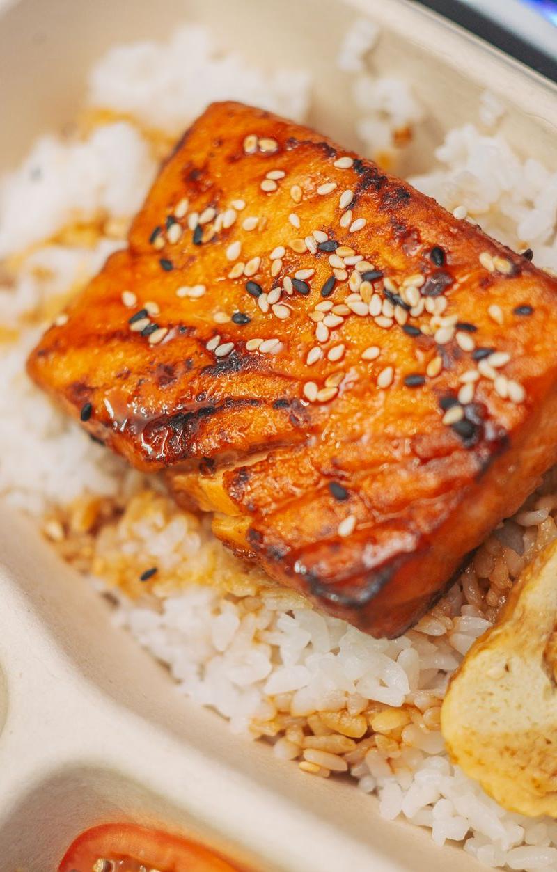 Japanese Breakfast with Grilled Salmon & Egg