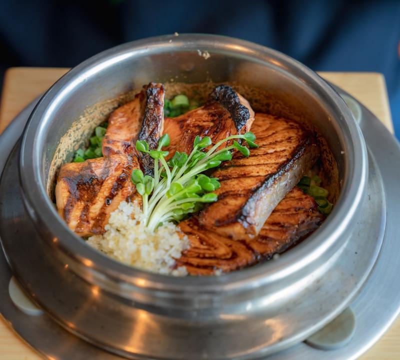 Japanese Grilled Salmon Breakfast