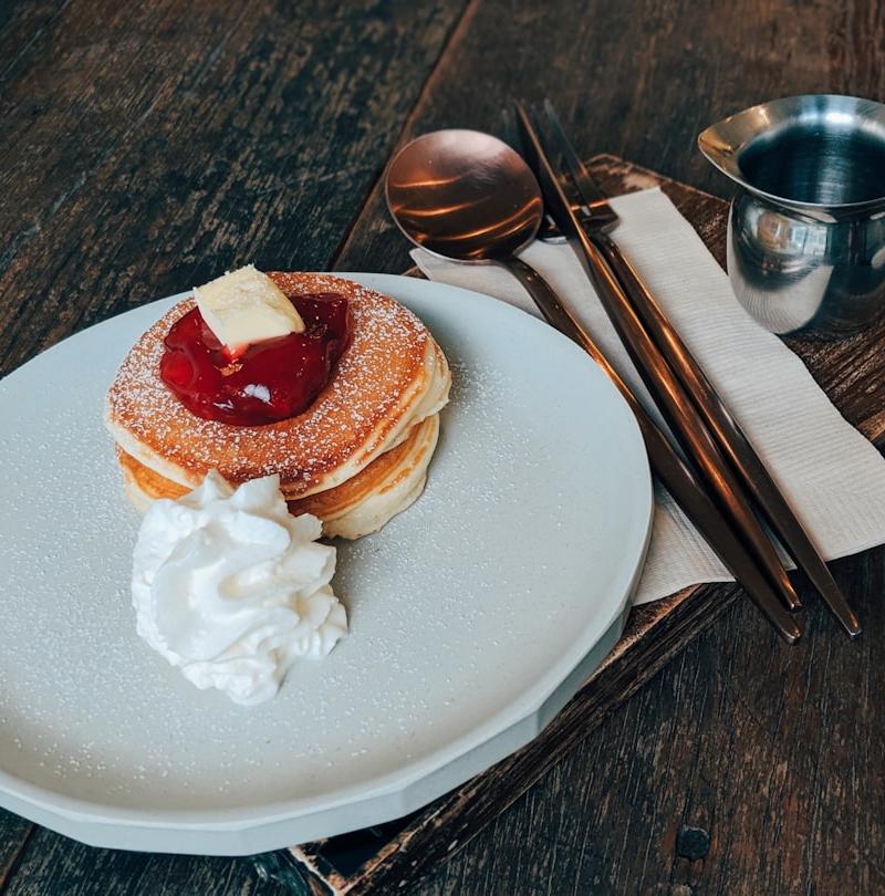 Japanese Soufflé Pancakes with Jam & Cream