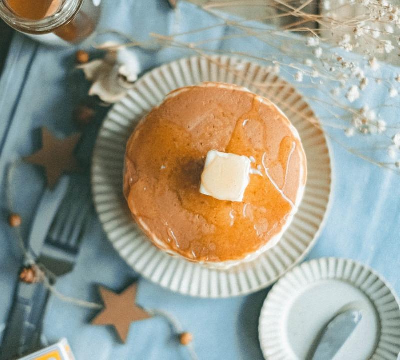Japanese Soufflé Pancakes with Butter & Syrup