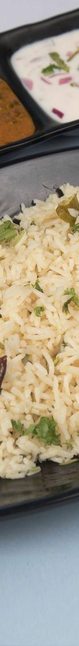 Jeera Rice Bowl with Dal, Raita & Fresh Sides