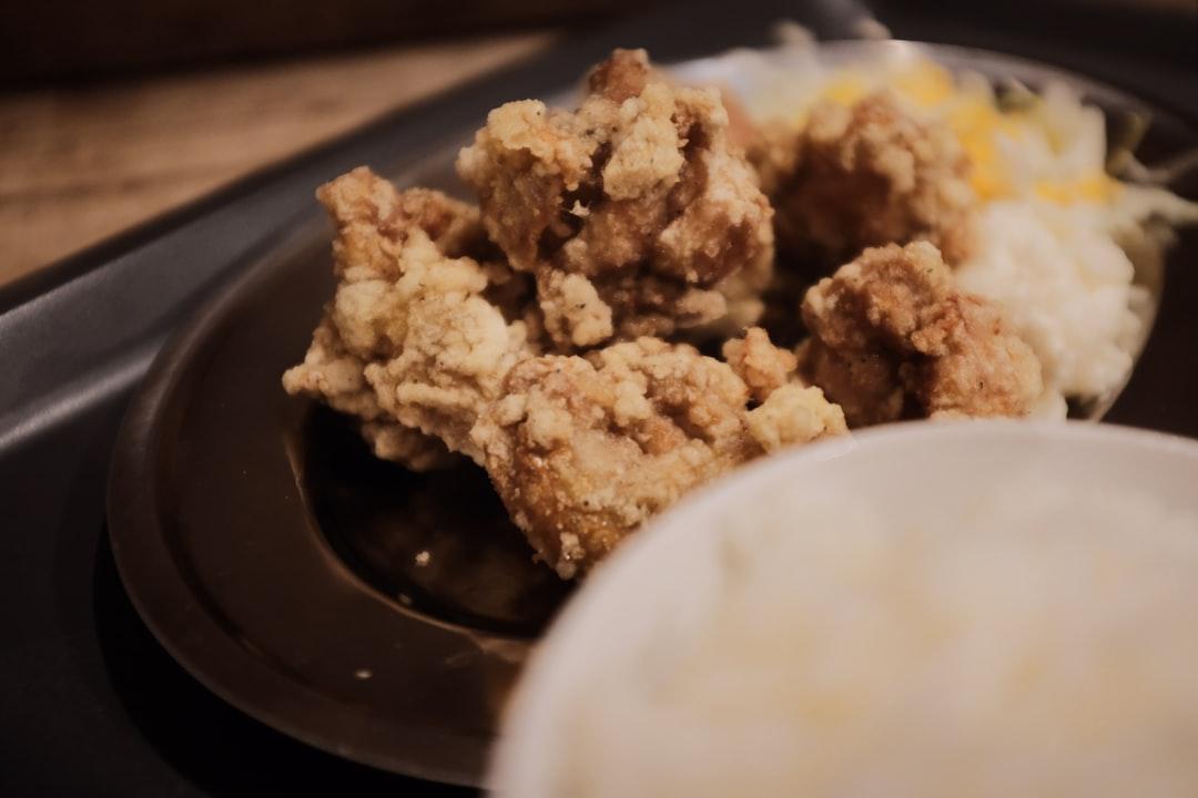 Karaage Chicken with Rice, Slaw & Potato Salad