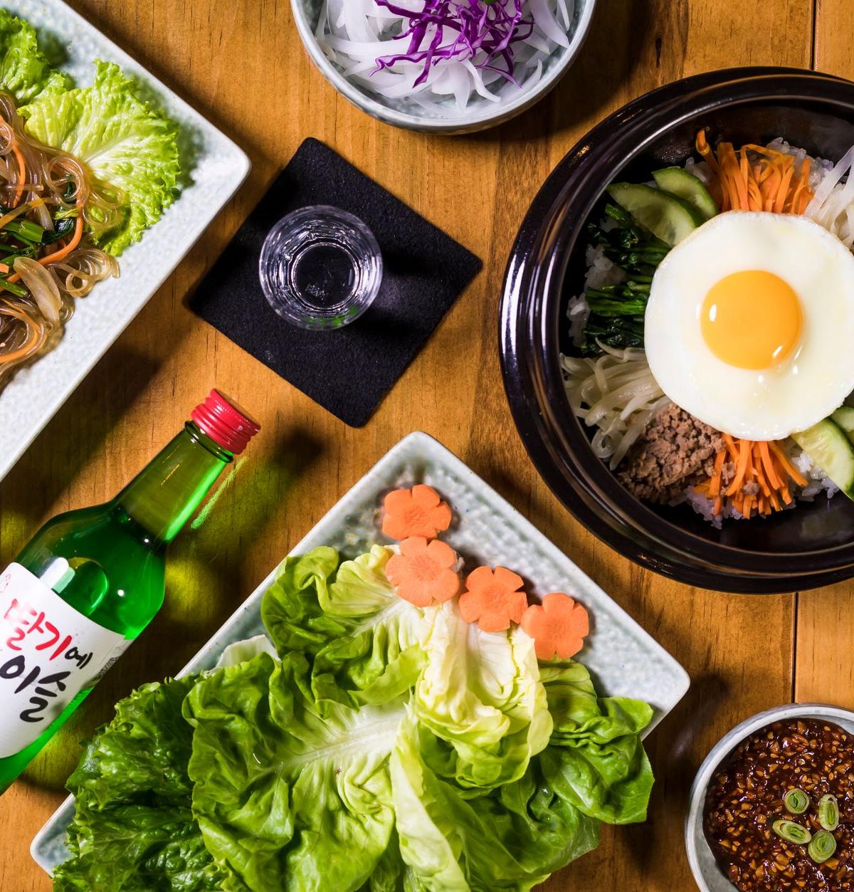 Korean Bibimbap Rice Bowl with Egg & Gochujang