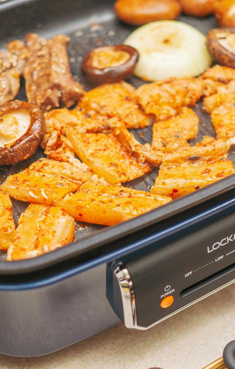 Korean Spicy Pork Belly & Mushroom Grill