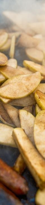 Pan-Fried Krainer Wurst with Onions
