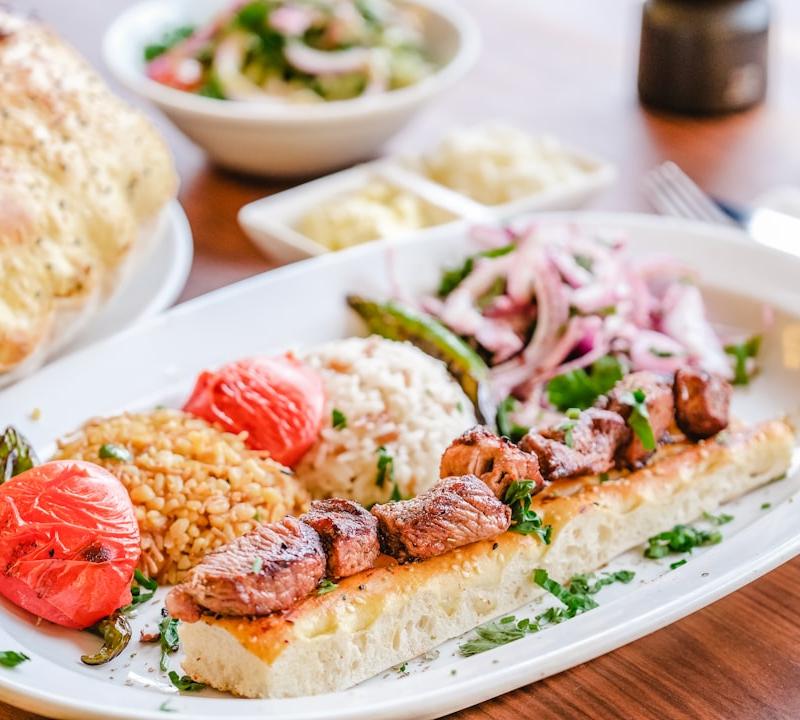 Sheet-Pan Lamb Kebab with Pilaf & Flatbread