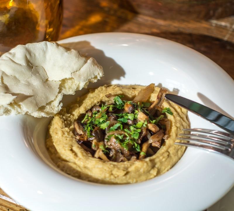 Lebanese Hummus with Sautéed Mushrooms
