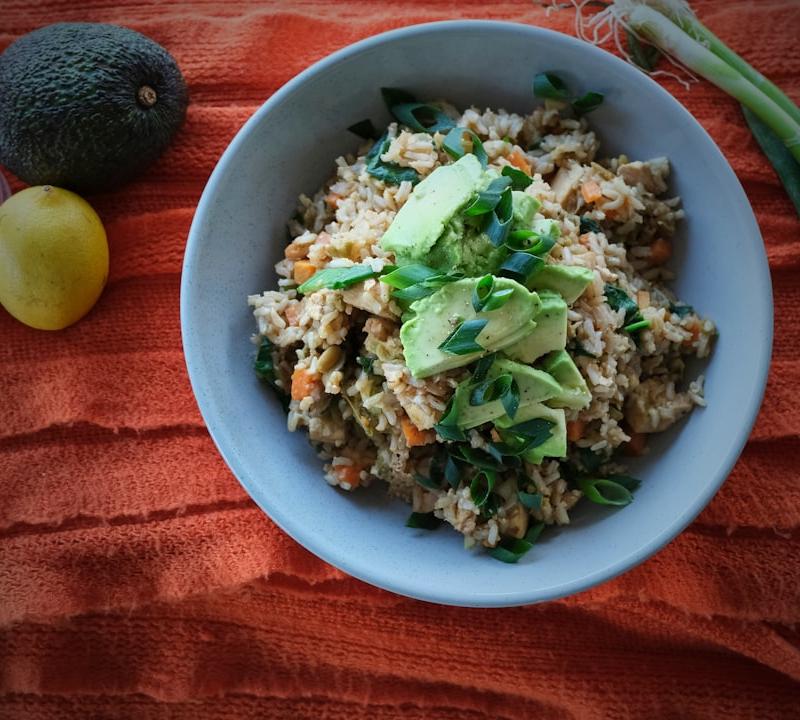 Lemon Garlic Shrimp & Avocado Rice Bowl
