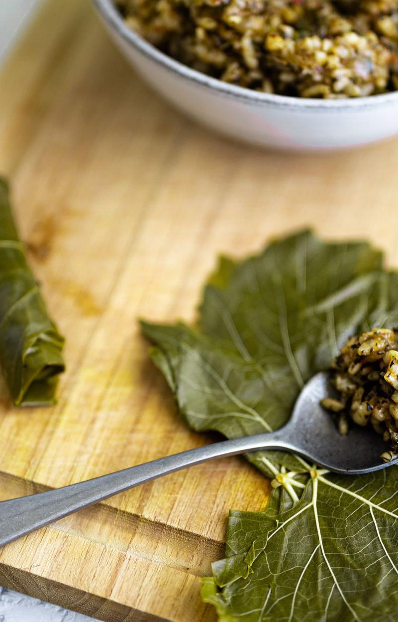 20-Min Lemon Grape Leaf Rolls with Rice